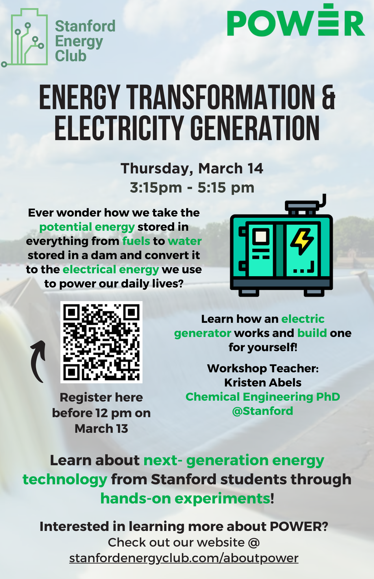 Flyer with energy and power symbols